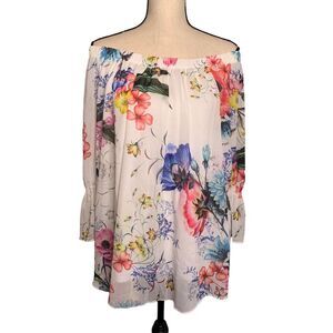 Hilary Radley for Katherine Barclay Top Womens Medium Off Shoulder Floral Fairy‎